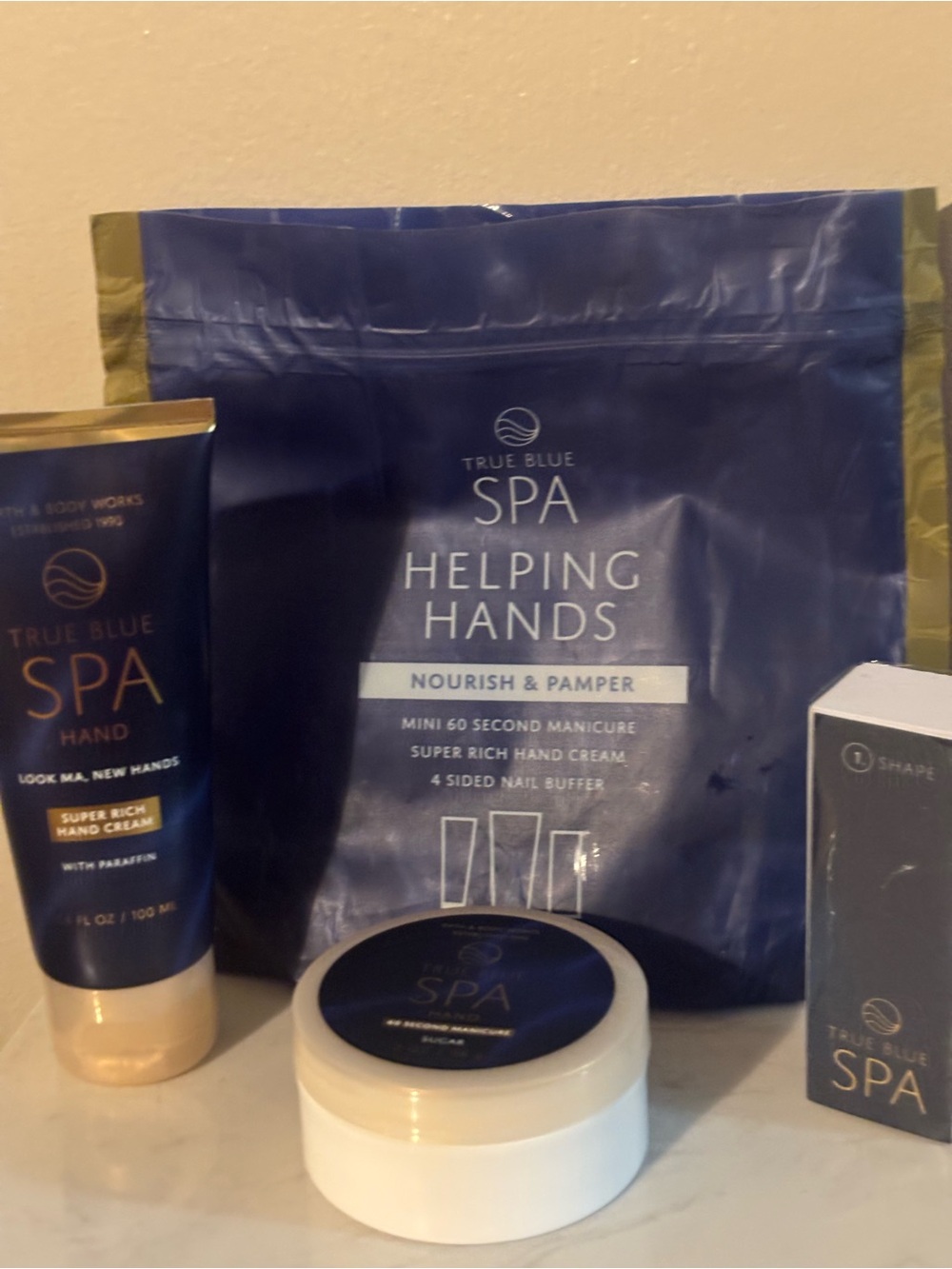 Bath & Body Works True Blue Spa Helping Hands Set - Navy & Gold